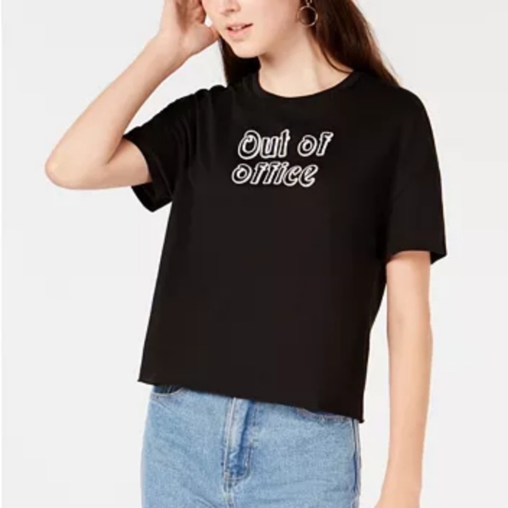 Carbon Copy black crewneck graphic top Size XS